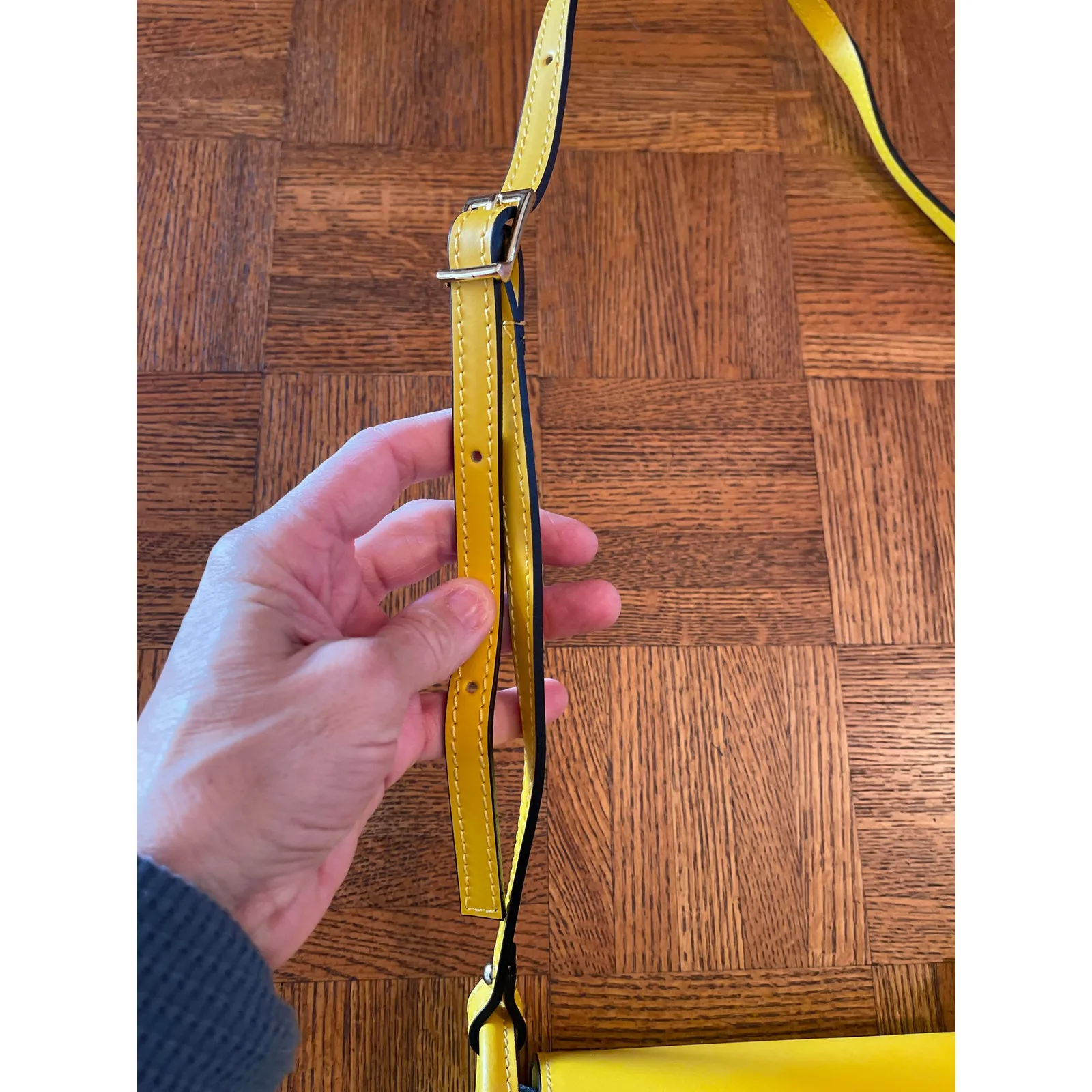 Florence Italian made leather saddle, bag, yellow - Image 3