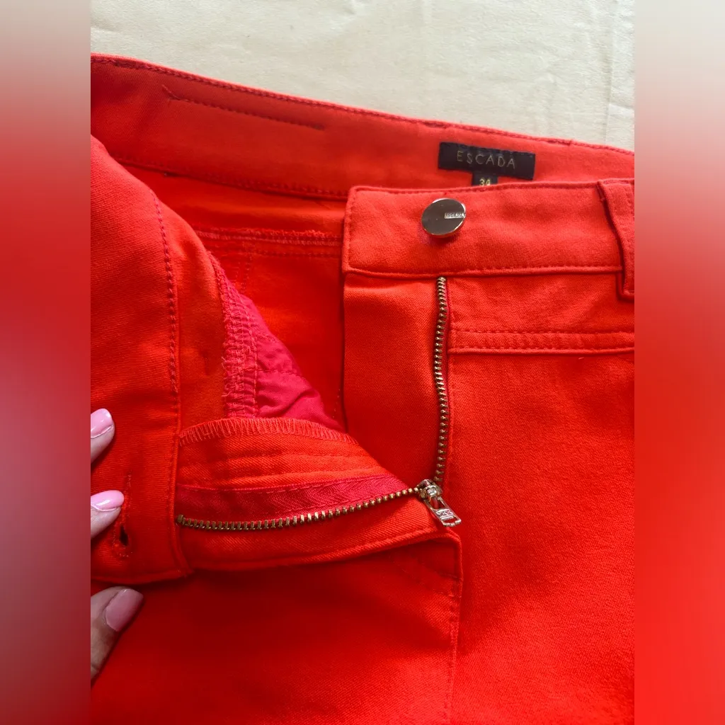 Escada Orange Red Denim Jeans Size 34 Small?‎ - Image 10