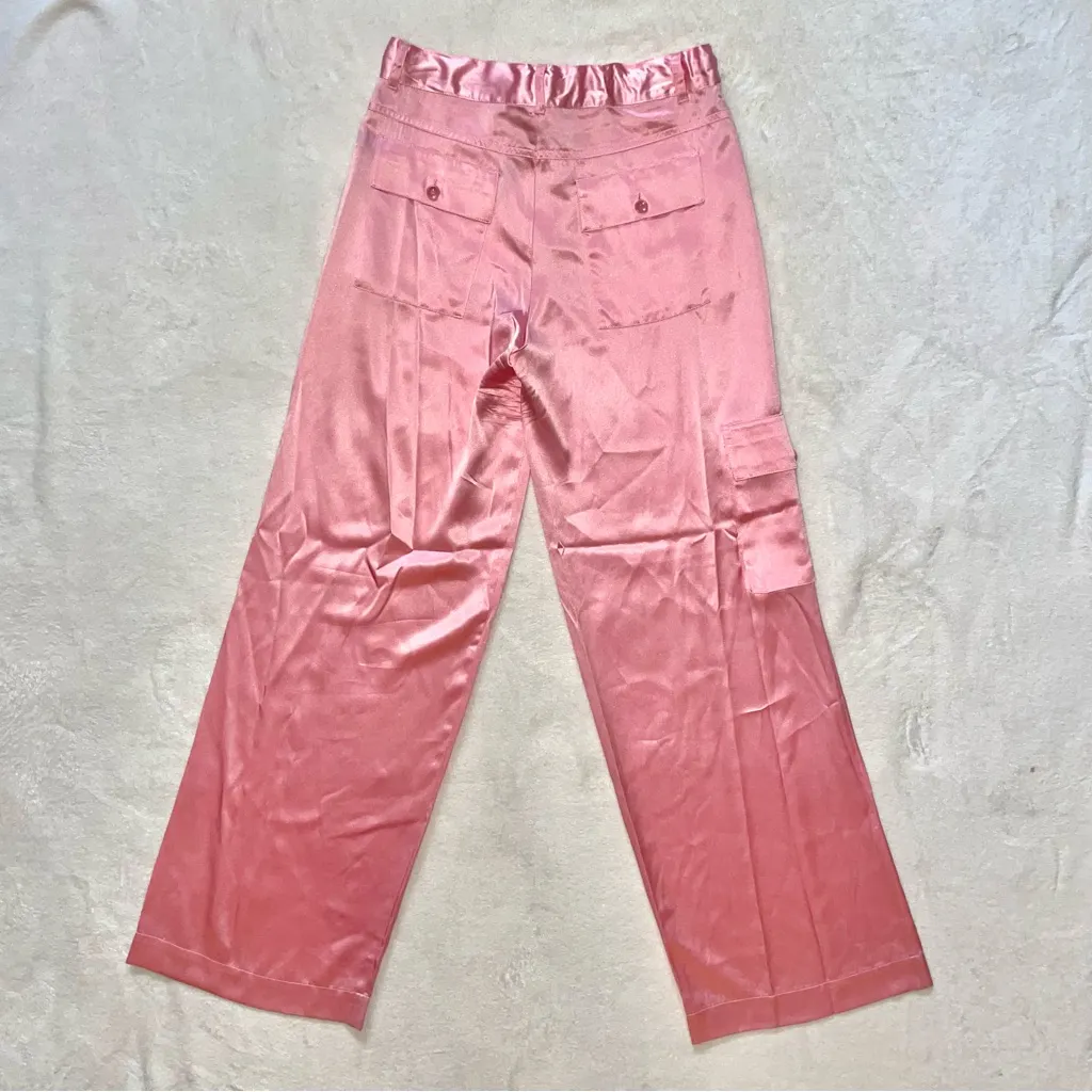 NWT LoveShackFancy Cedric Cargo Silk Pant in Sweet Pink size 0 - Image 8