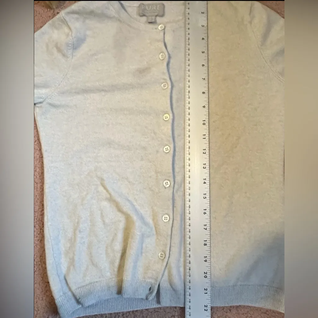PURE Collection Blue Marble 100% Cashmere Crew Neck Sweater Small US6 UK12 Flaw Size 6 - Image 6