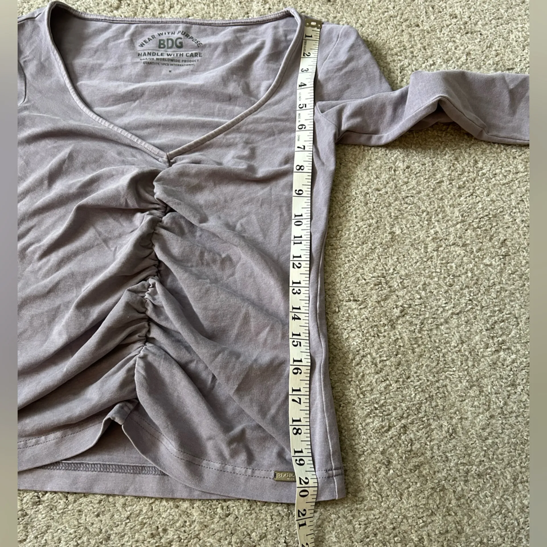 BDG Martha Ruched‎ Long Sleeve Top size medium purple - Image 6