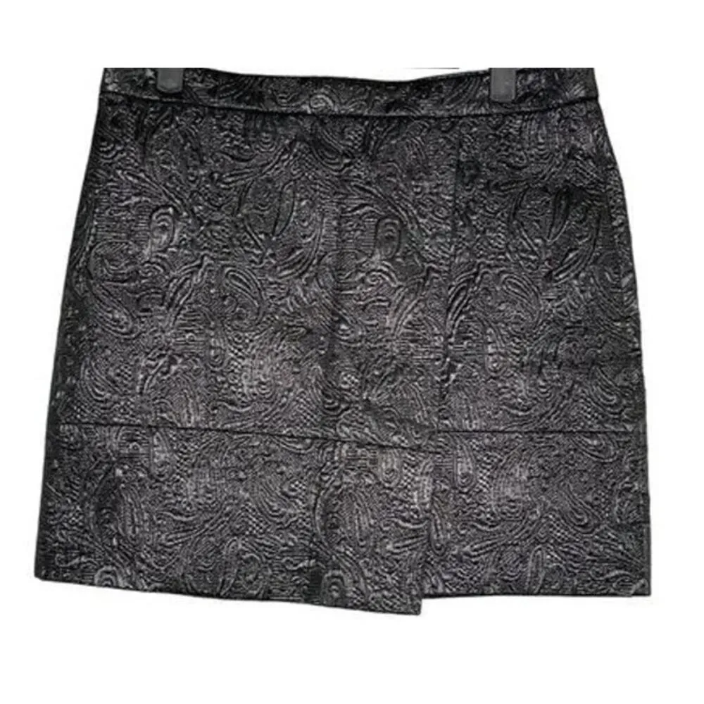 NWT J Crew Matelassé Origami Textured Metallic Lined Mini Skirt Zip Up 4 Grey - Image 11