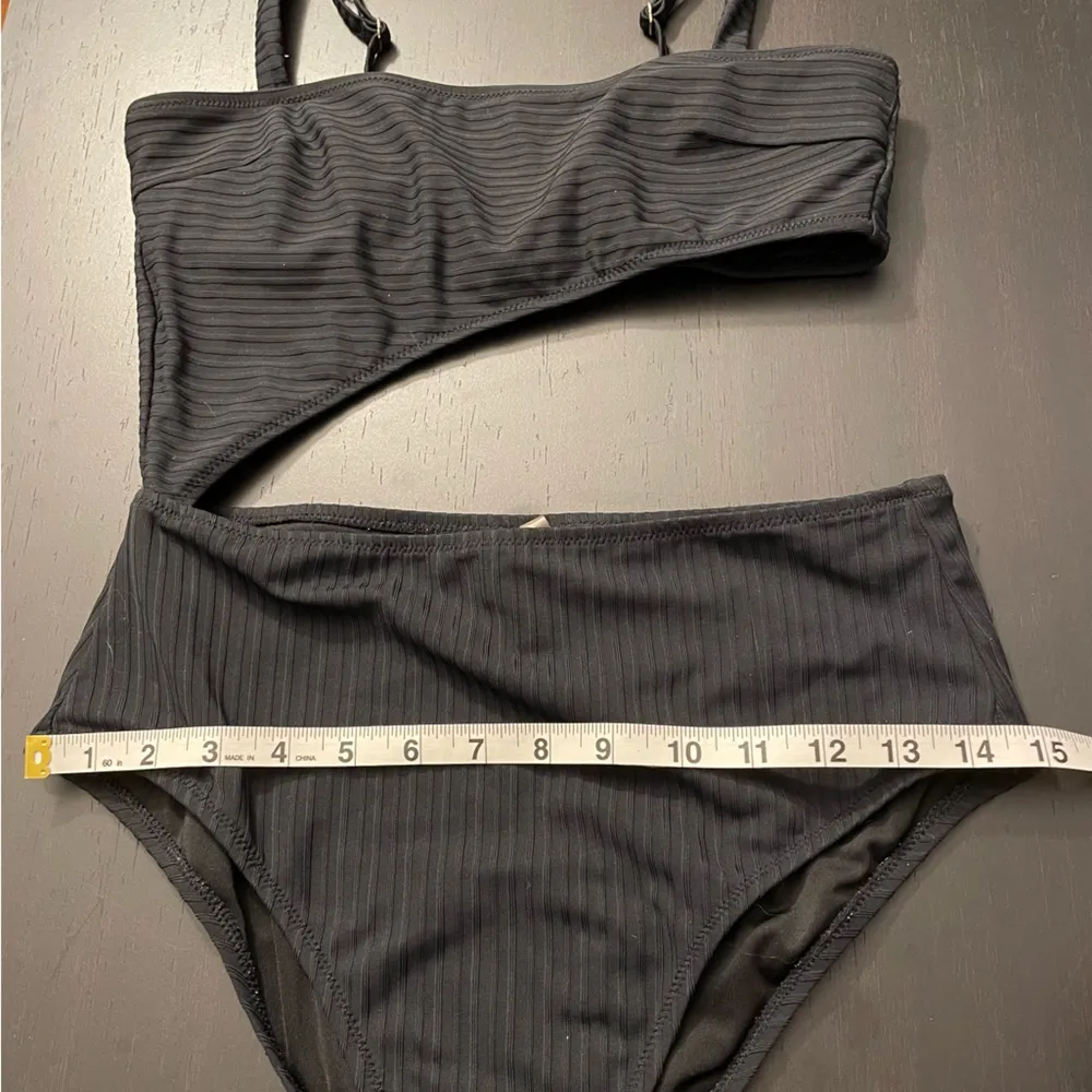 Shade & Shore Black Ribbed Cutout One Piece High Waist Adjustable Straps Size M - Image 6