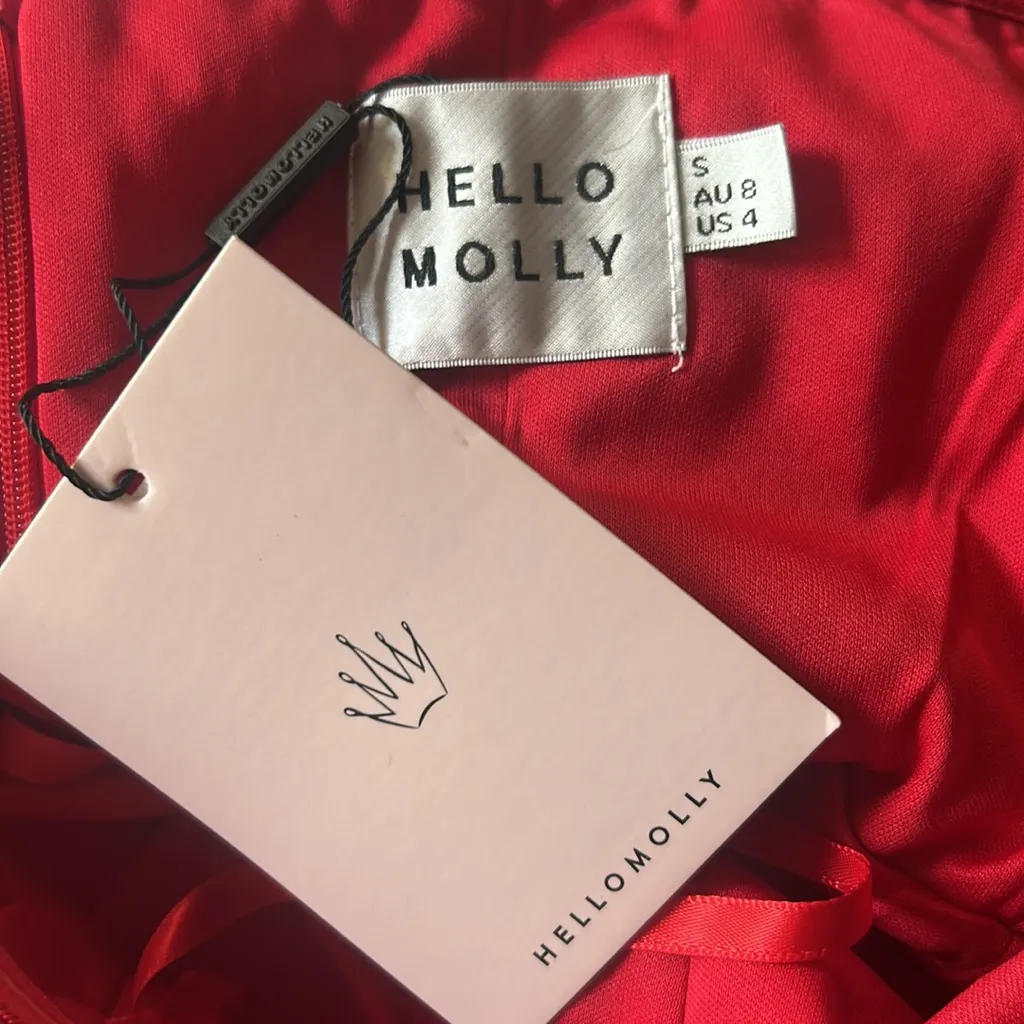 Hello Molly Night Shine Strapless Knotted High Low Ruffled Red Dress Size 4 NWT - Image 13