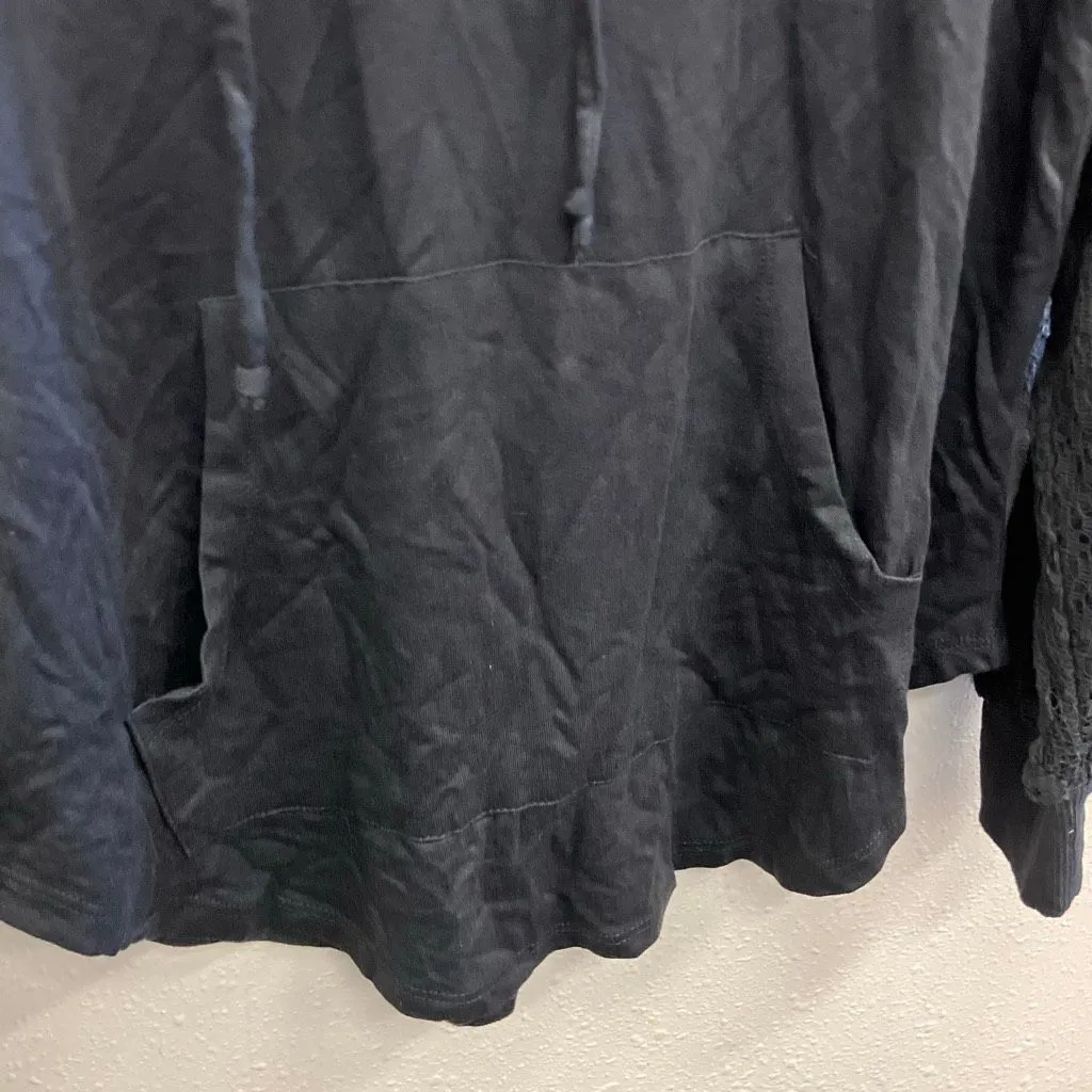 Rewind pull over crochet sleeve hooded sweater Small boho whimsigoth 740 - Image 4