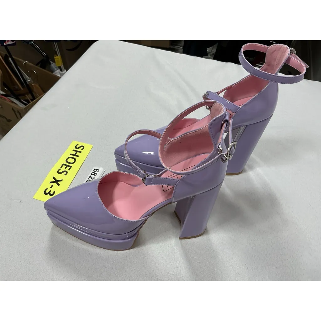 Womans New MHYK Slip On Platform Dress Shoes 7 Lavender Strappy Pontes Toe Purple - Image 3