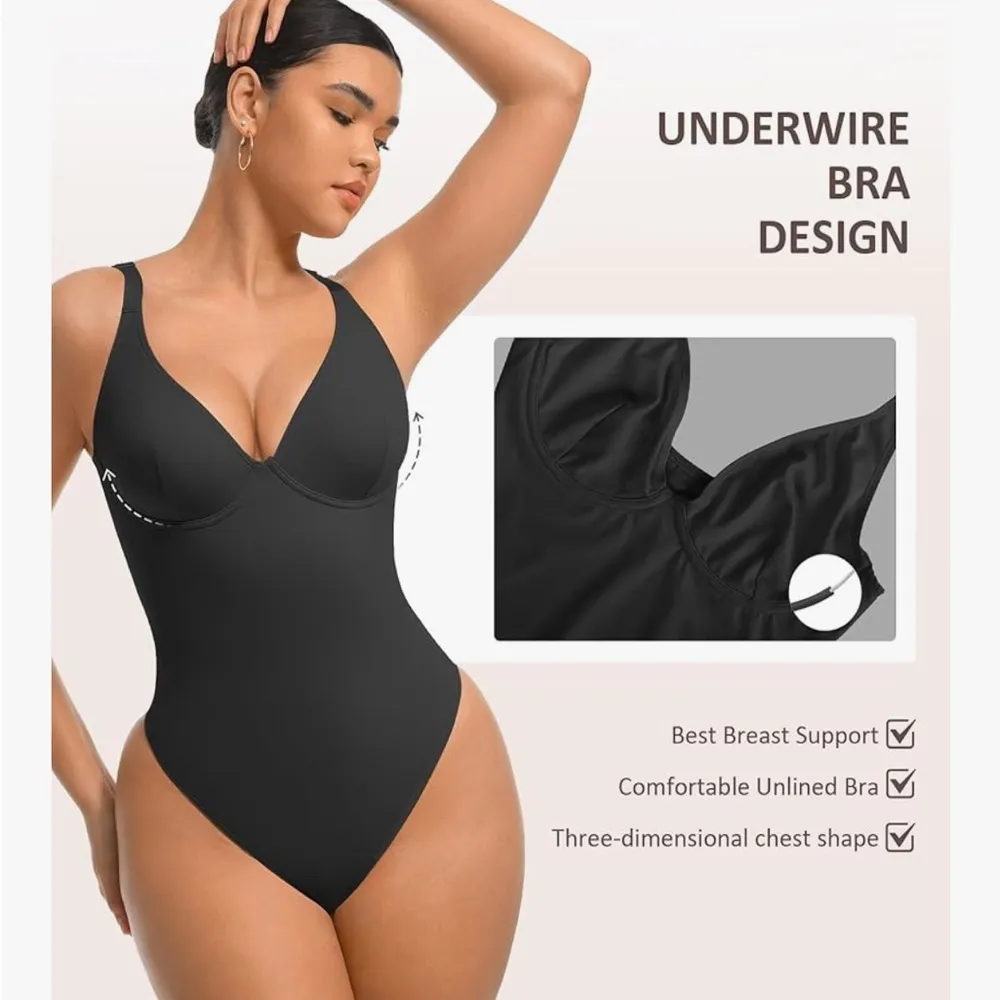 NEW FeelinGirl Bodysuits Tummy Control Shapewear Bodysuit Thong S Black - Image 7