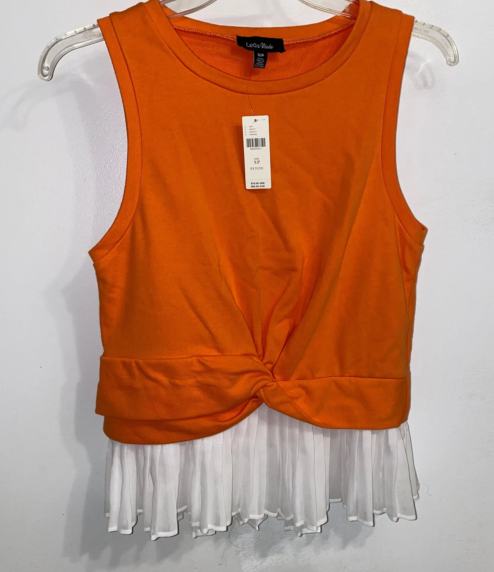 NWT $70  Lea & Viola Orange Ruffled Twist-Front Top SP - Image 3