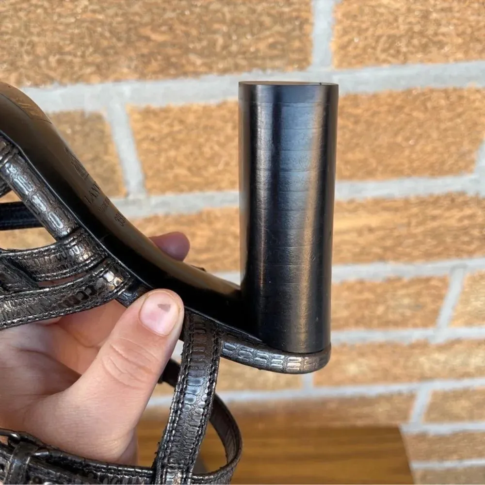 Lanvin Paris cylinder heel pewter shoes 39.5/8.5 Gray - Image 9