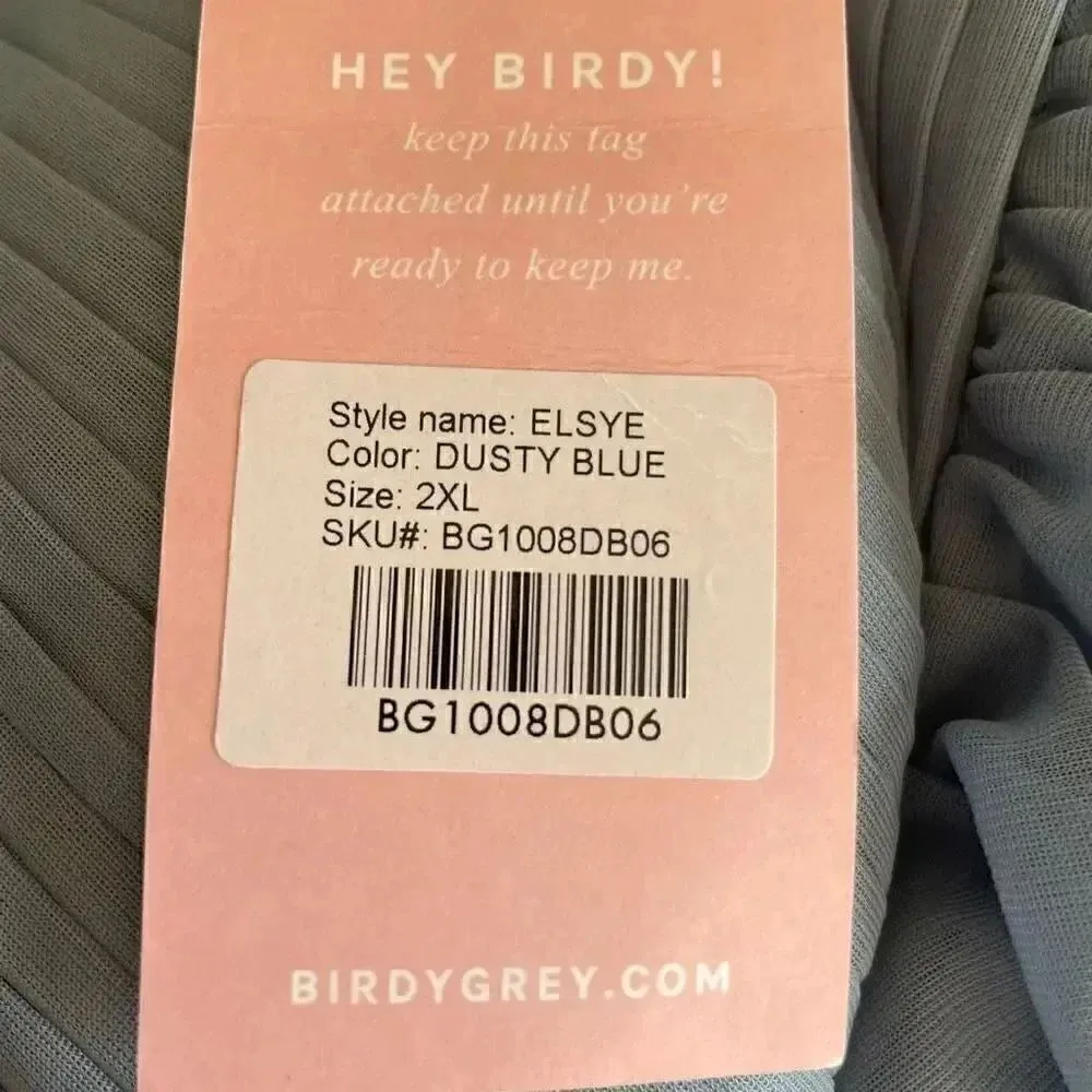 Birds Grey ELSYE DUSTY BLUE Mesh Maxi Women’s Bridesmaid Gown SZ 2XL #1655 - Image 13