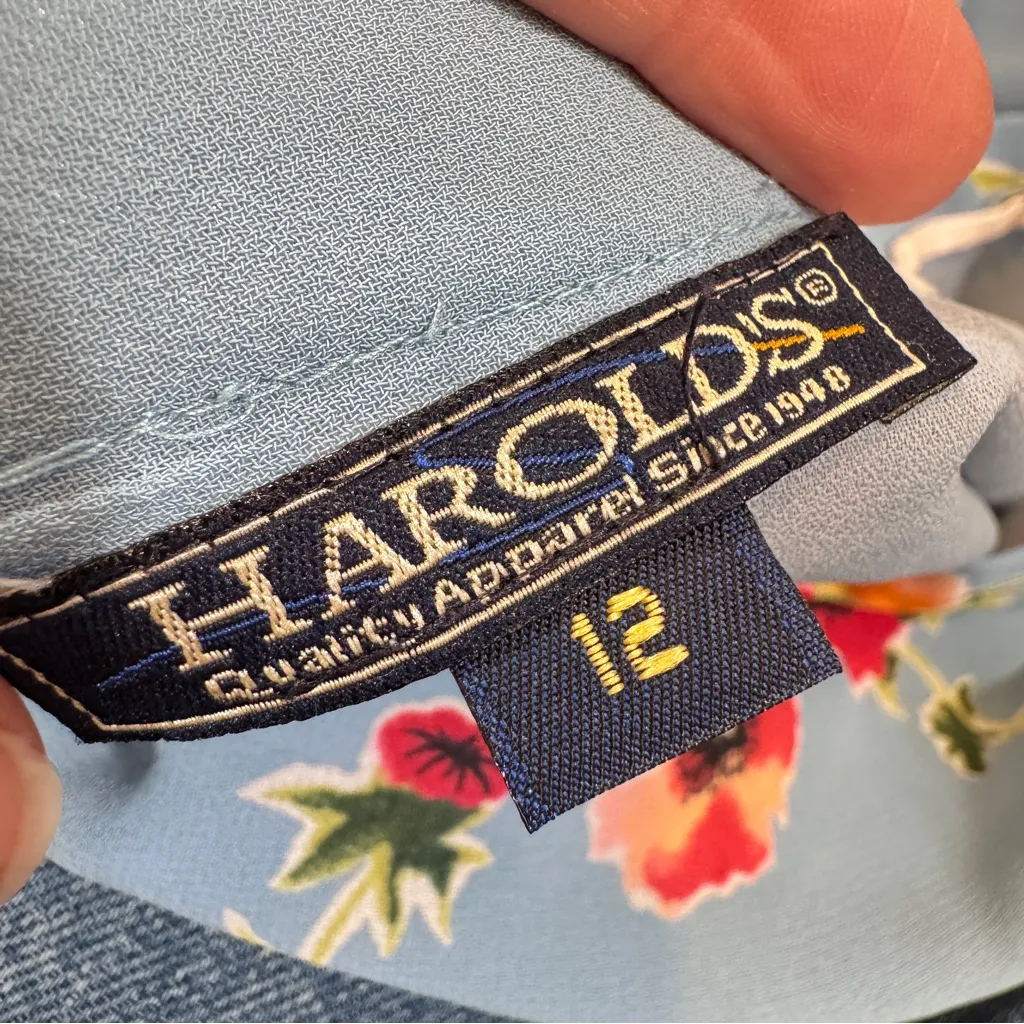 Vintage Harold’s Blue Floral Maxi Skirt Womens 12 90s Cottage Core Made in USA - Image 3