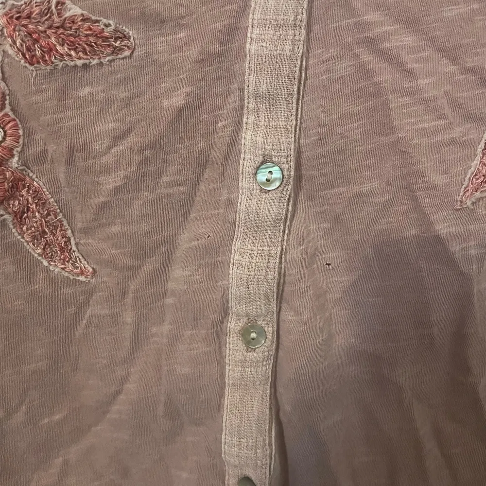 Soft Surroundings L'Enchanté Embroidered Button Top Womens Medium - Image 6