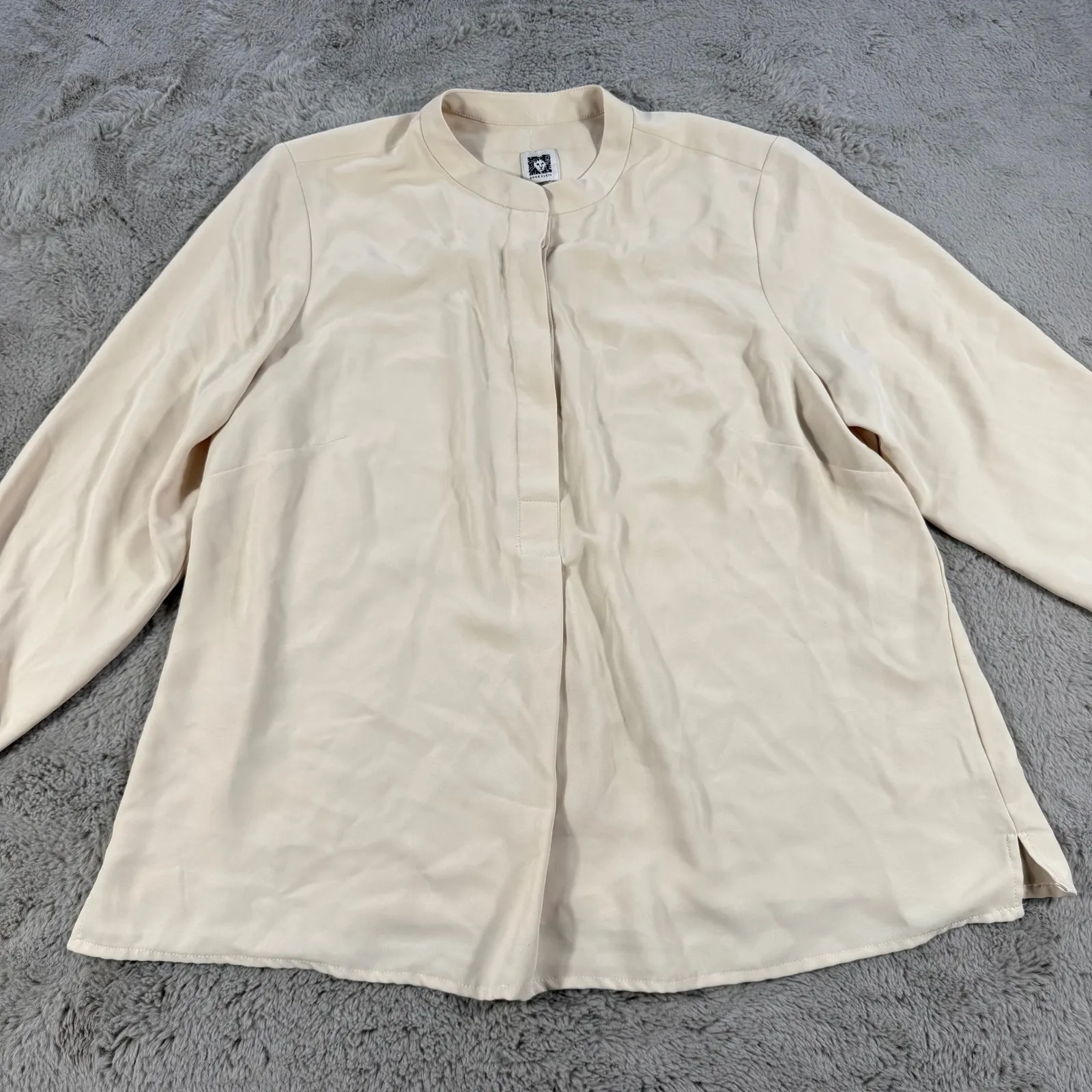 Anne Klein  1X Ivory‎ Long Sleeve Button Down Tunic Blouse Classic Career Office - Image 9