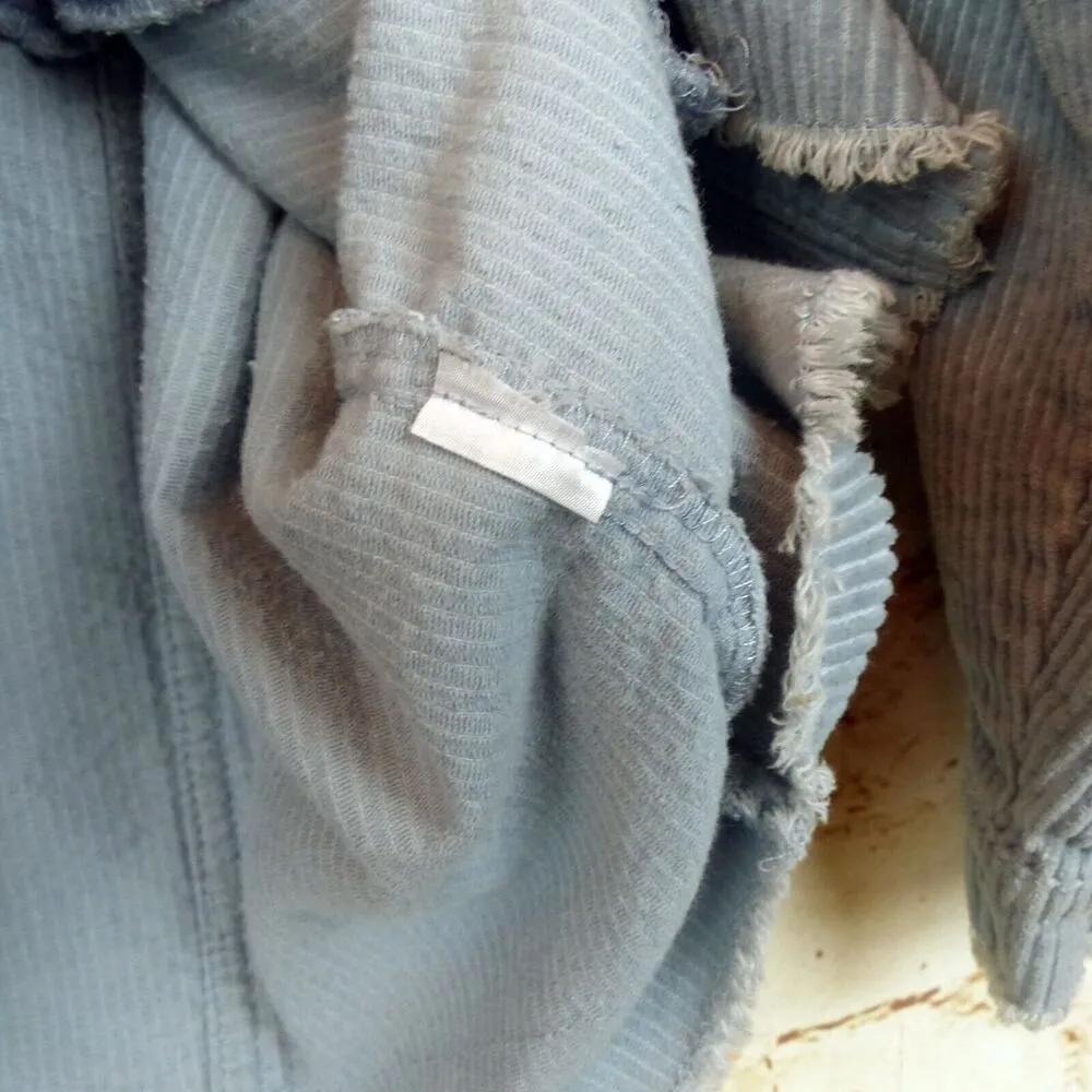 Zara Oversized Corduroy Trucker Jacket Womens XS Baby Blue Raw Hem Gorpcore 90s - Image 14