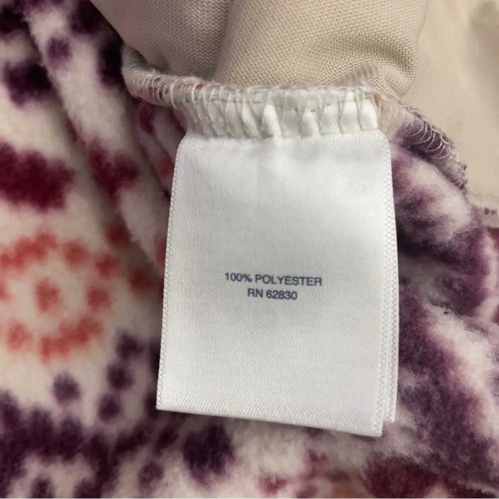 Lands End Heritage Quarter Snap Fleece Pullover Large Burgundy Orange Fair Isle - Image 11