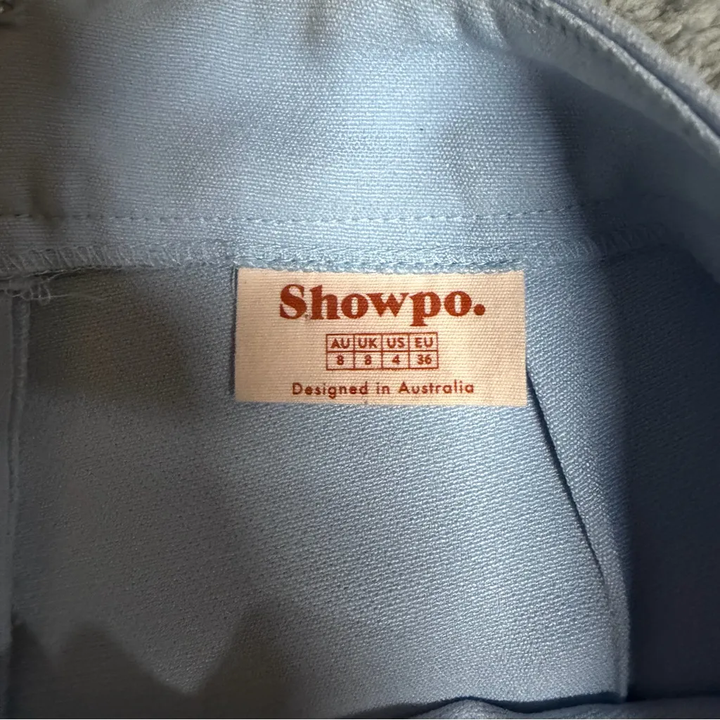 Showpo I'm The One 2 Piece Wide Leg Pant and Strapless Top Baby Blue Size 4 - Image 12