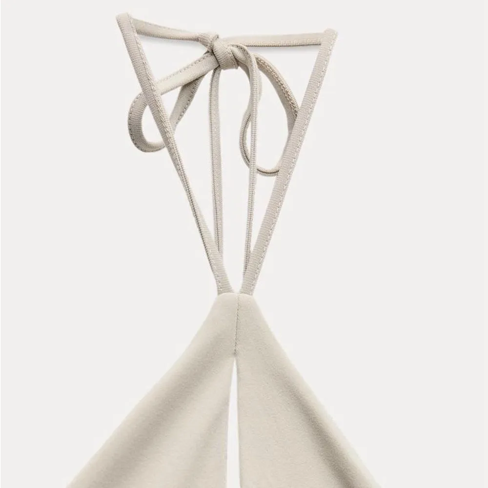 NEW Zara LONG Ruched Keyhole DRAPED HALTER Maxi DRESS Gown Size XS - Image 12