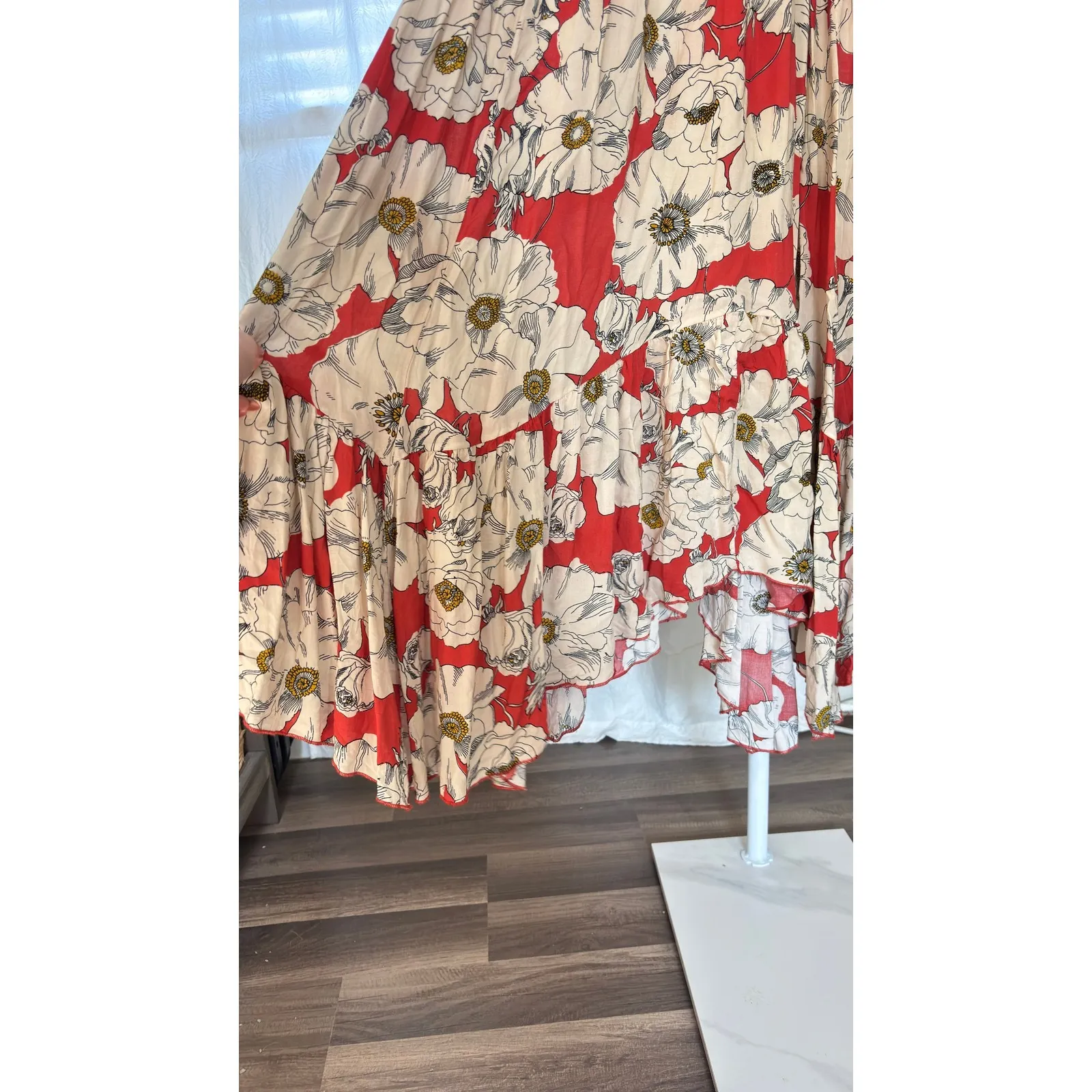 $108 Free People Heat Wave Floral Smocked Maxi Dress Halter Neck Bohemian Size S - Image 6