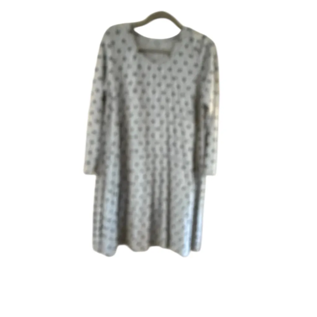 Women's Angela Mara Gray Black Polka Dot Long Sleeve Dress S - Image 2