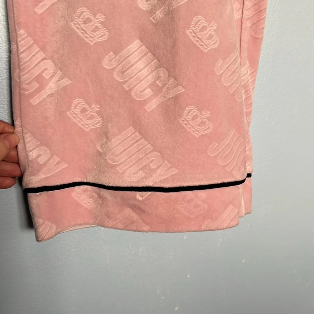 Juicy by Juicy Couture Pink Velour Embellished Logo Pull On Pajama Sweatpants - Image 2