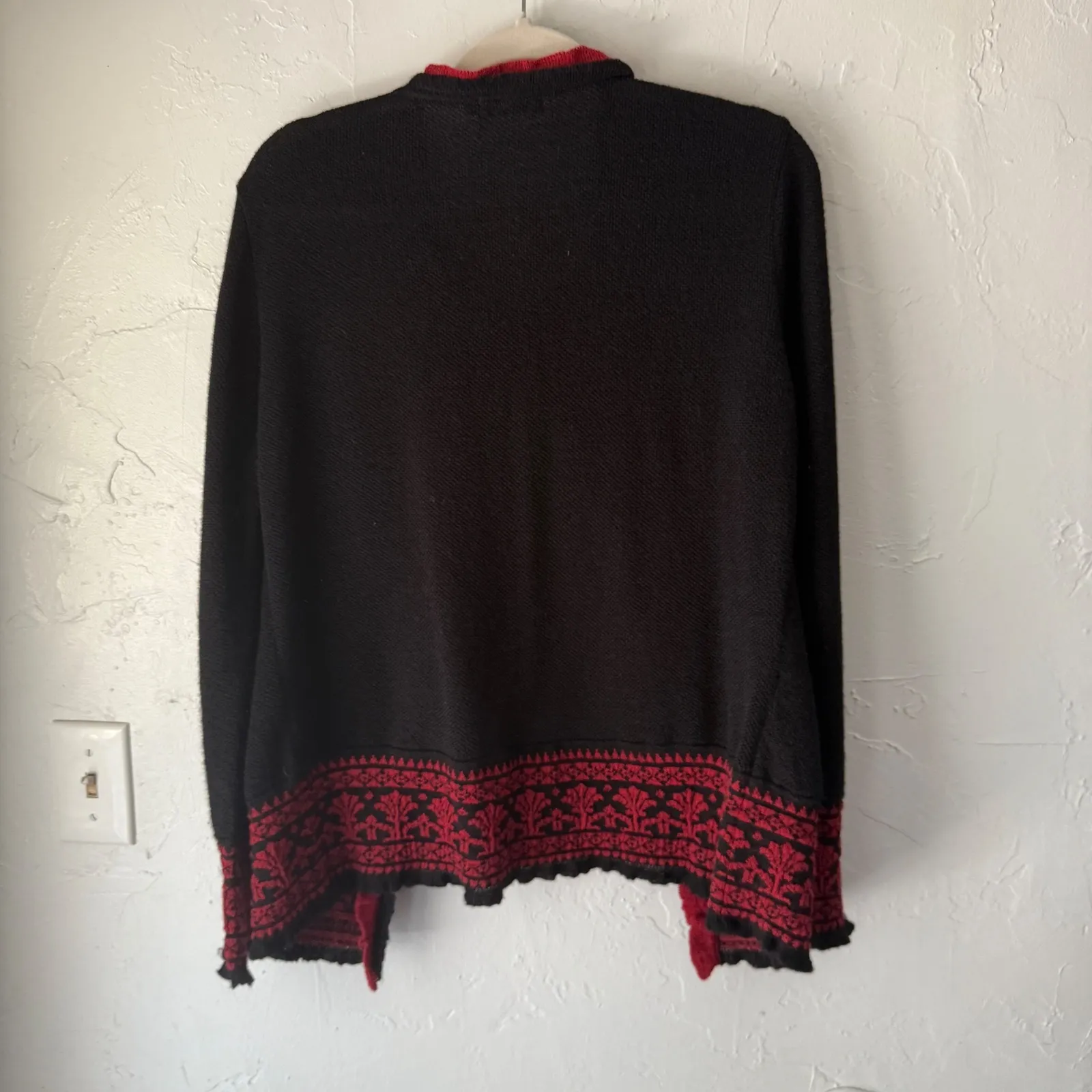 MFH Knits Black Red Baby Alpaca Cardigan Sweater Grunge Dark Academia Whimsigoth Size L - Image 6
