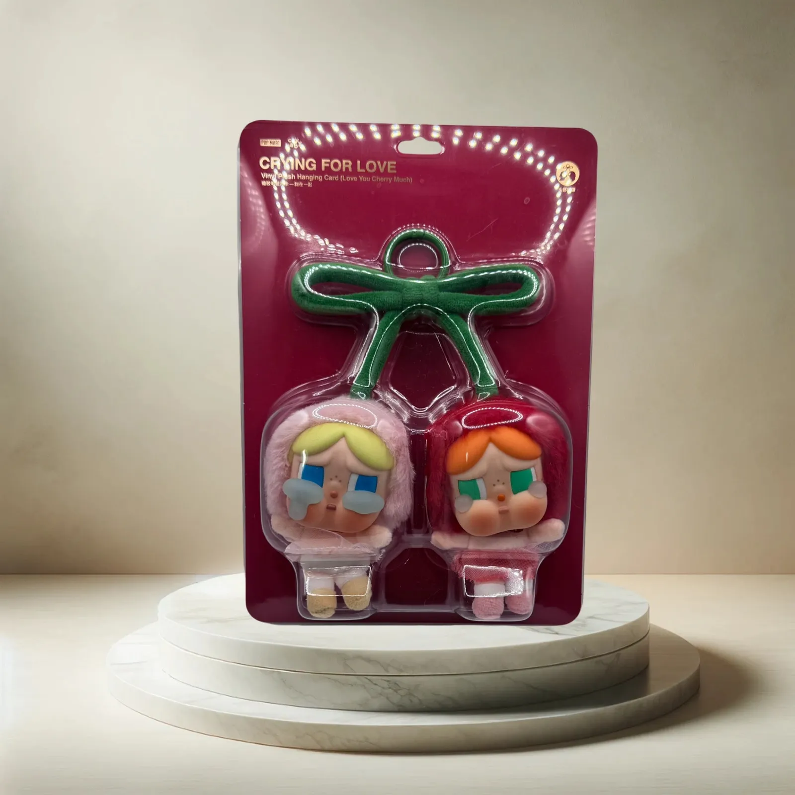 POP MART CRYBABY “Love You Cherry Much” Crying For Love Vinyl Plush Hanging Card Pink - Image 2