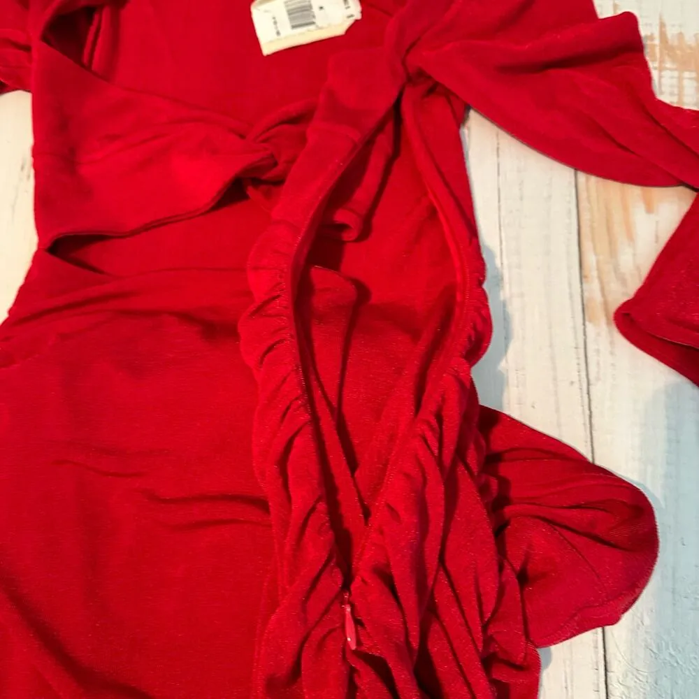 SER.O.YA Eden Cut Out Midi Dress Size Medium Red - Image 10
