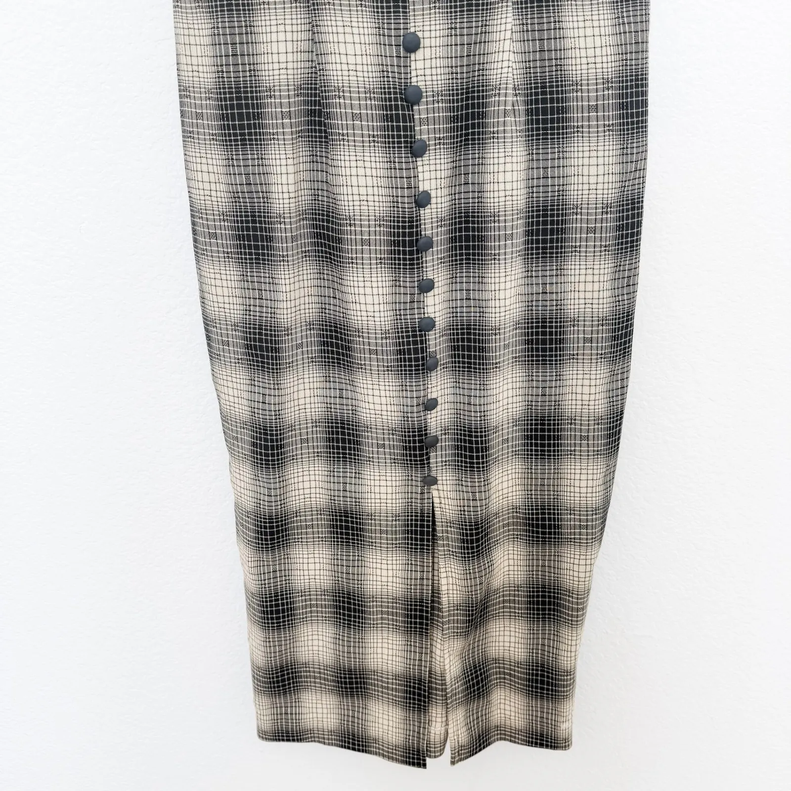 VTG 90s Dawn Joy Womens Dress Size‎ S Black Beige Plaid Midi Button Front Grunge - Image 3