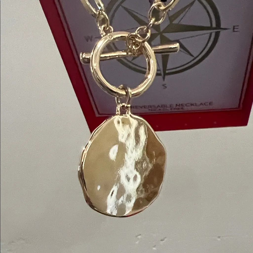 True to Form | Reversible Compass Statement Necklace w: Toggle Clasp Gold - Image 8
