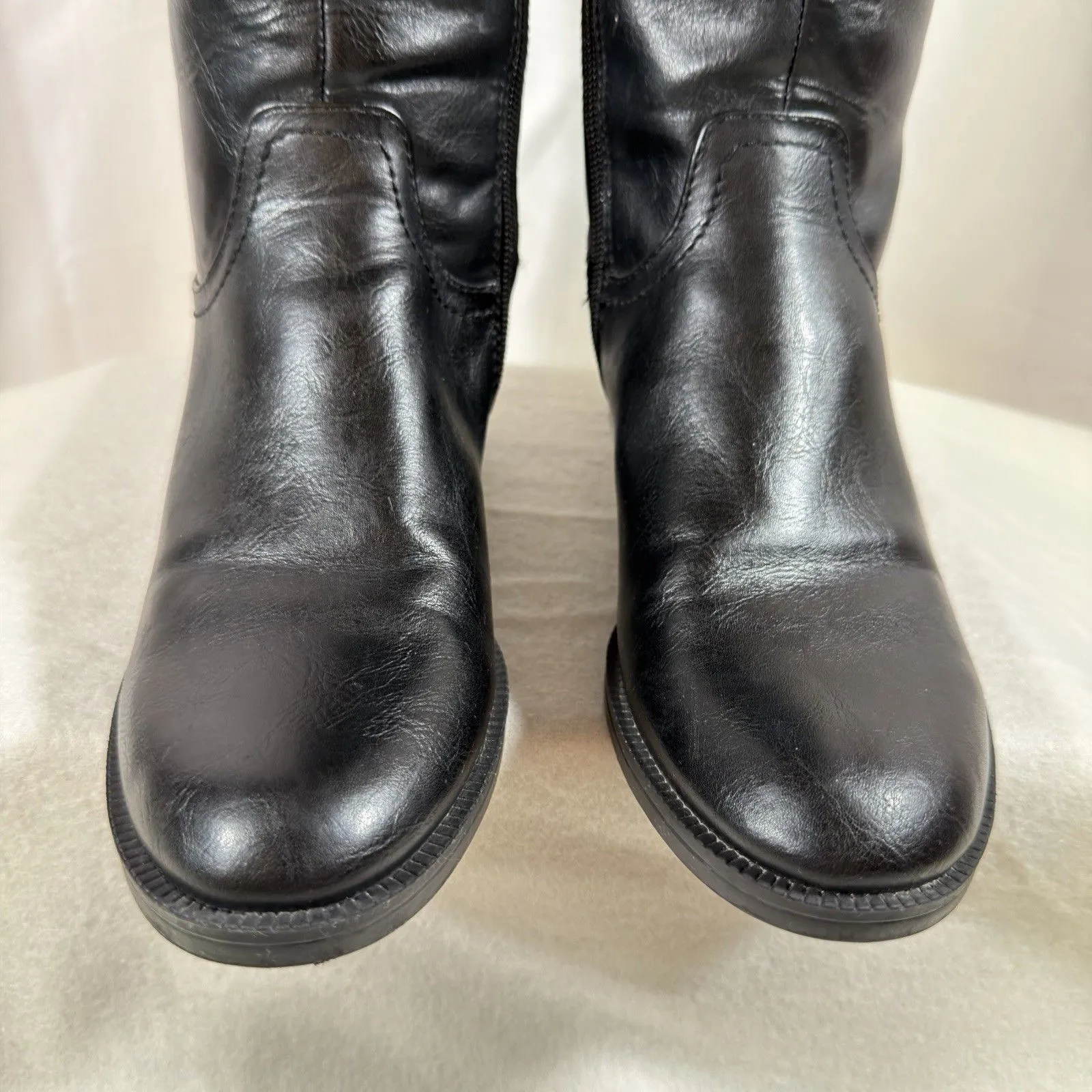 Tommy Hilfiger Womens Gerrie Sz 7 Knee High Boots Black Leather  Stretch Calf - Image 4