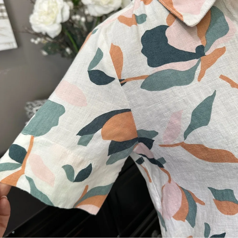 Rachel Zoe 100% Linen Shirt Dress – Abstract Floral XS - Image 12