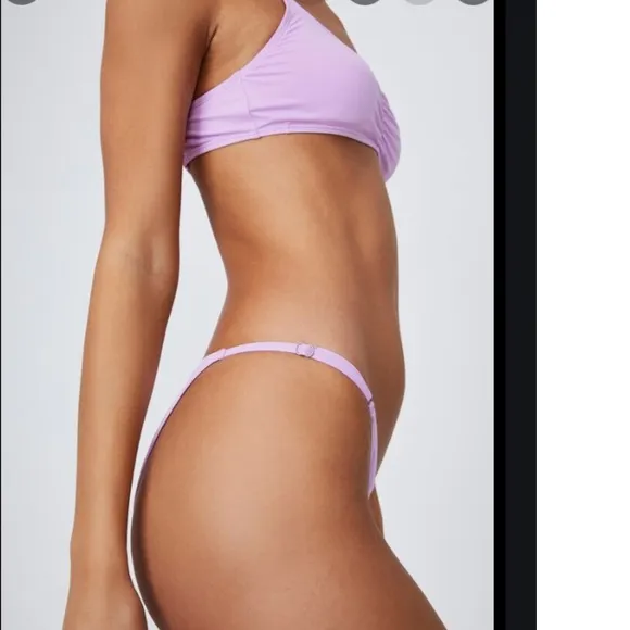 Cotton On thin strap high waisted side cheeky bottoms jacquard pink - Image 2