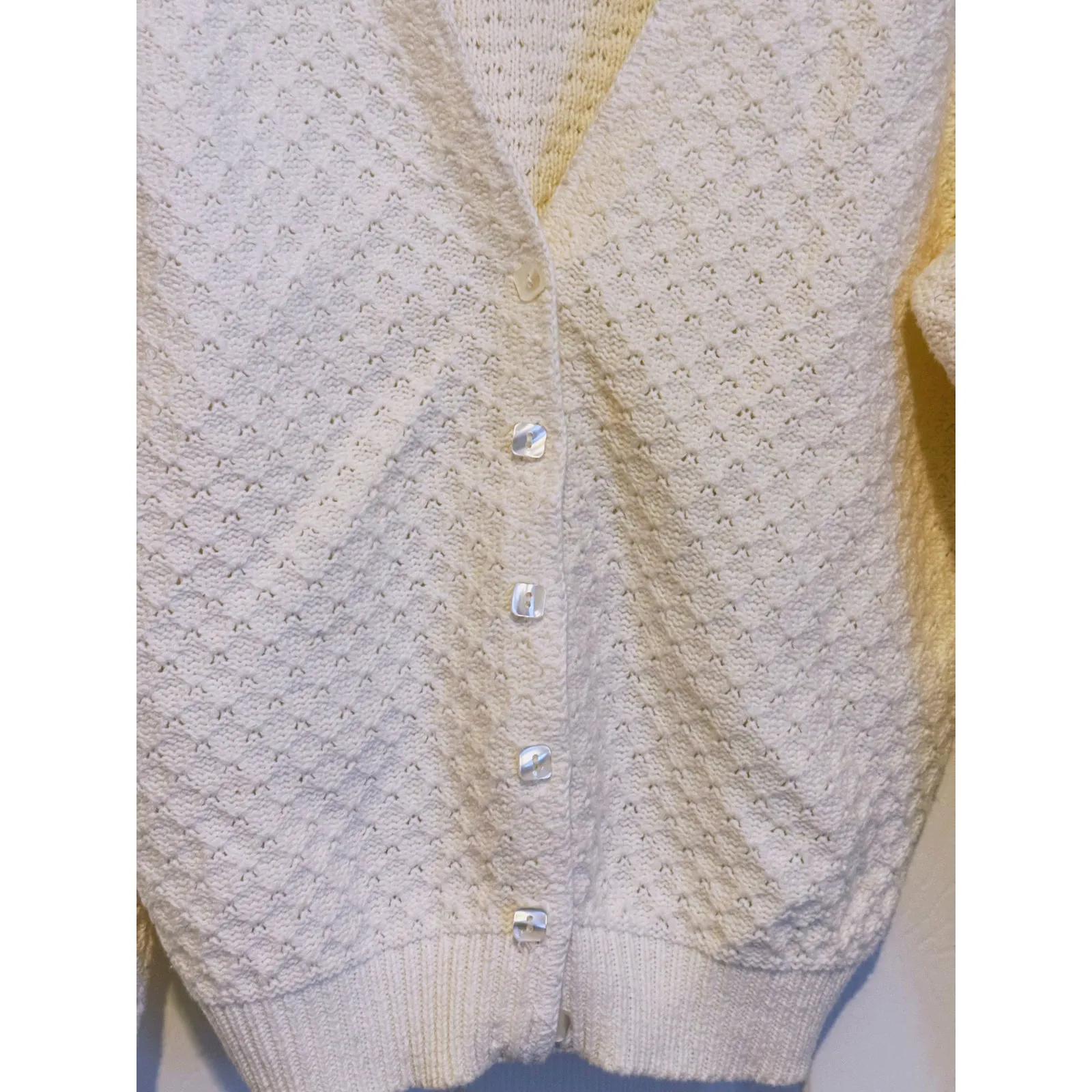 Vintage Liz Sport Cottagecore Knit Cardigan Small Cream Cozy Heritage Preppy - Image 4