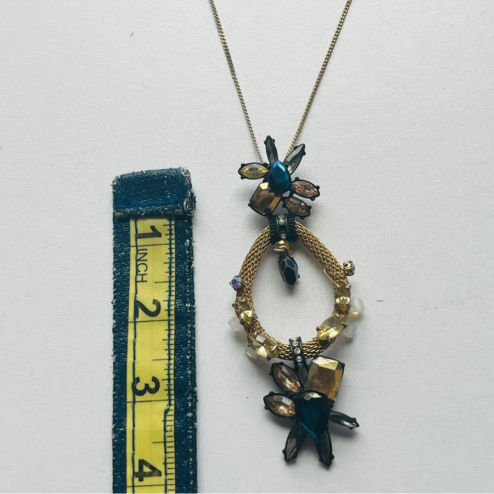 J.Crew Mixed Crystal Hoop Pendant Necklace - Image 5