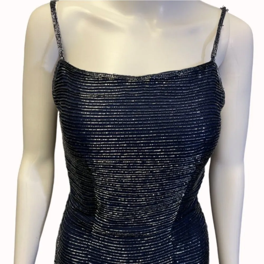Sean Collection Women's Navy Blue Beaded Dress/Gown Sz S SKU 5472 - Image 3