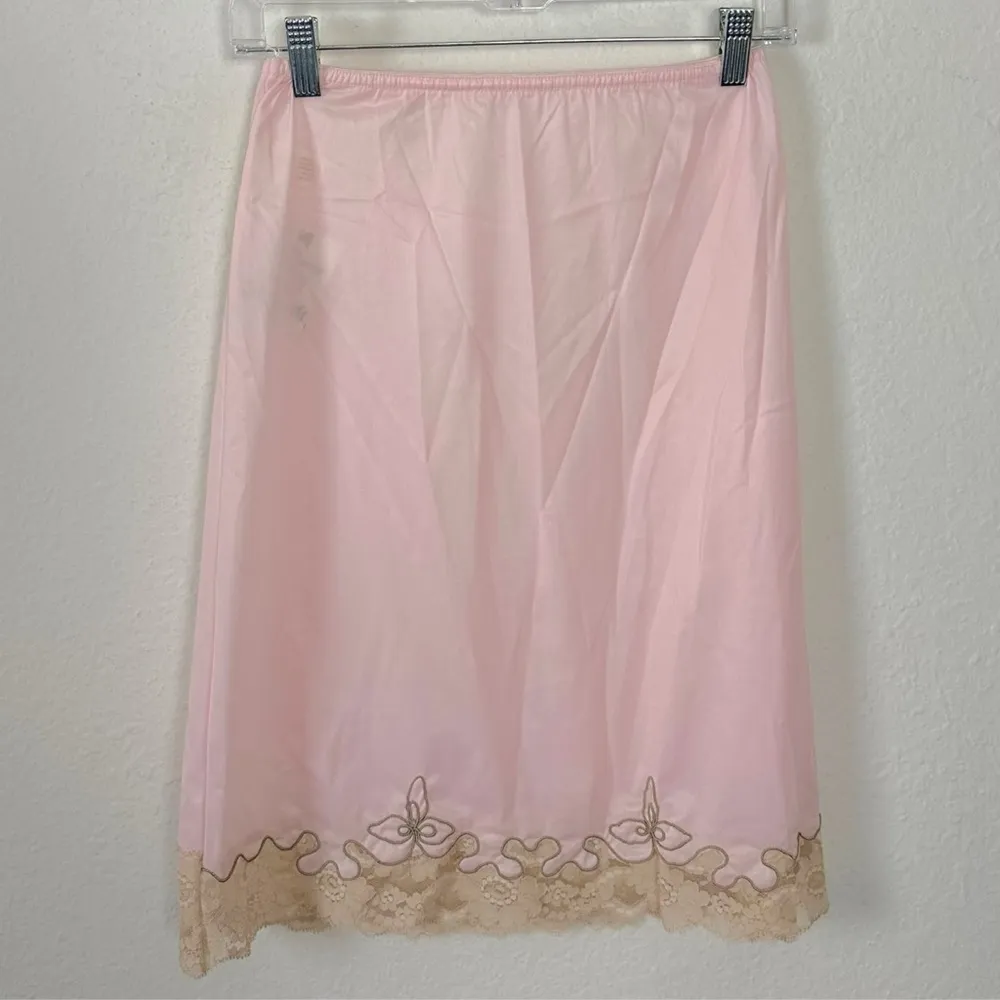 Vintage 60s Aristocraft Deadstock Coquette Dainty Light Pink Slip Skirt Medium - Image 5