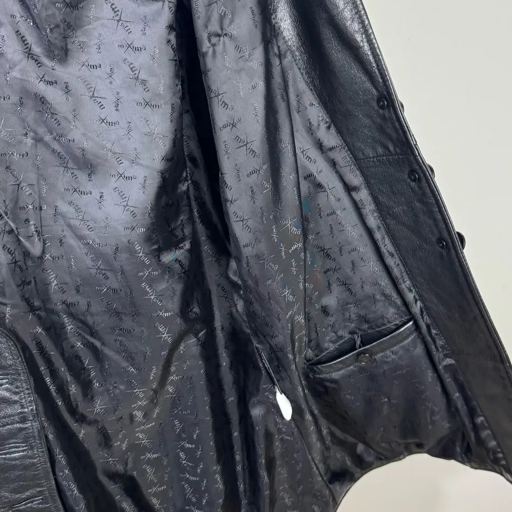 MAXIMA Wilsons Genuine Leather Jacket Mid Length 90s Y2K Size Large Black - Image 6