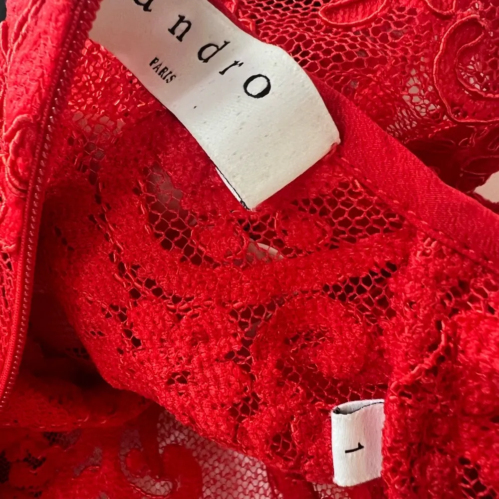 Sandro Paris Gigi Black Red Lace A-line Mini Dress Designer Emily in Paris - Image 5