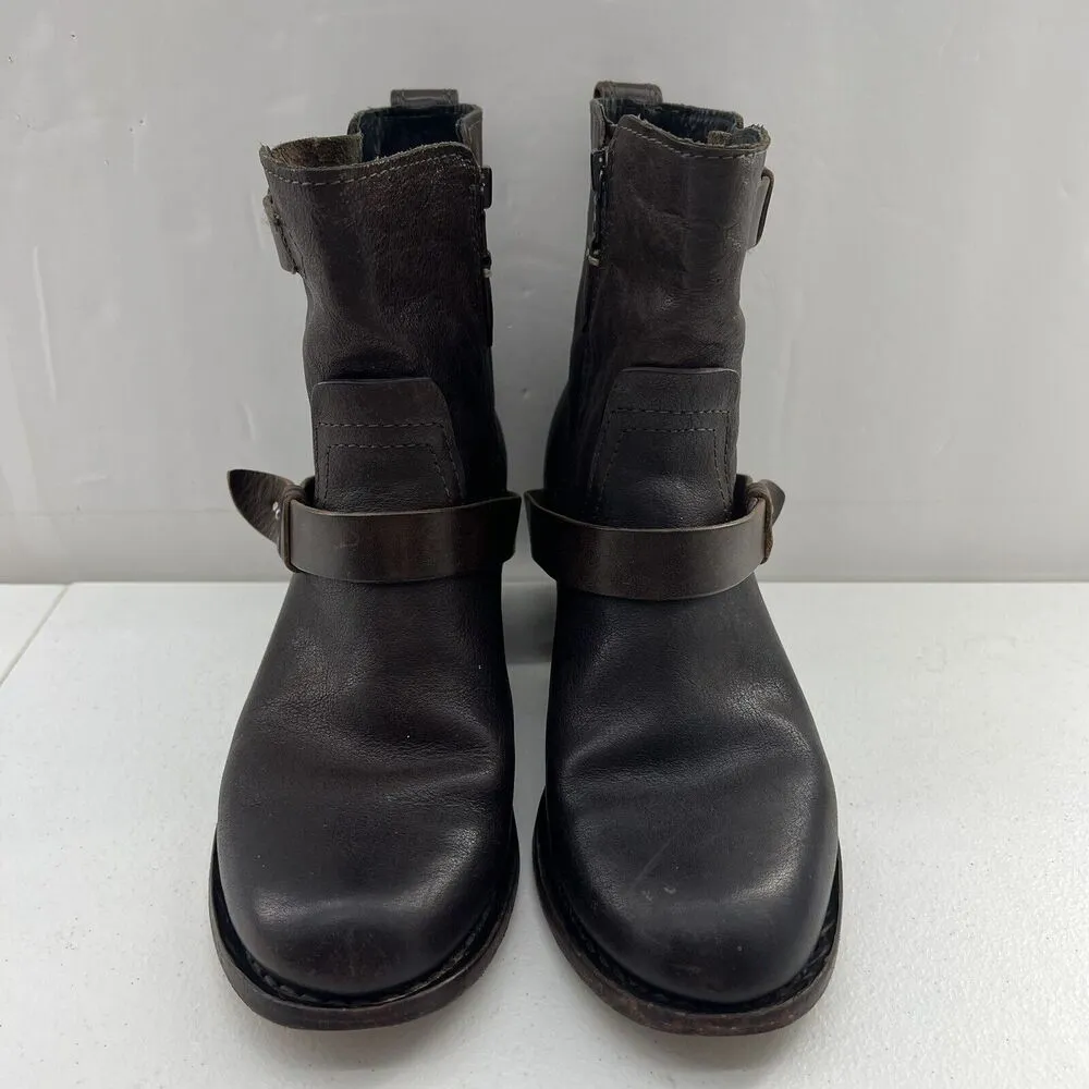 Rag & Bone Size 6.5 Harper Moto Boots Ankle Booties Dark Brown Leather Comfy - Image 5