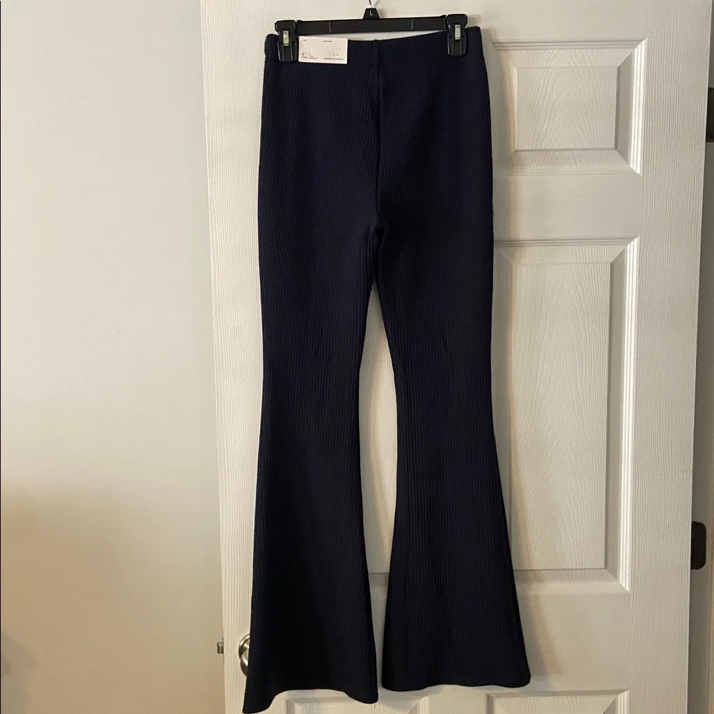 American Eagle Navy Ribbed Flare Pants size S brand new inseam 32” waist 26” - Image 4