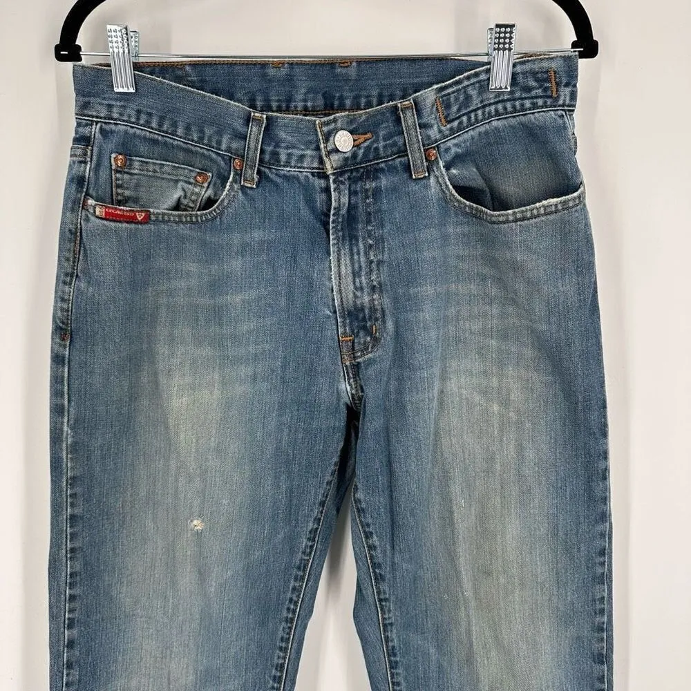 Vintage Guess Jeans Womens Distressed Straight Leg Jeans Blue Denim Size W32 L30 - Image 3