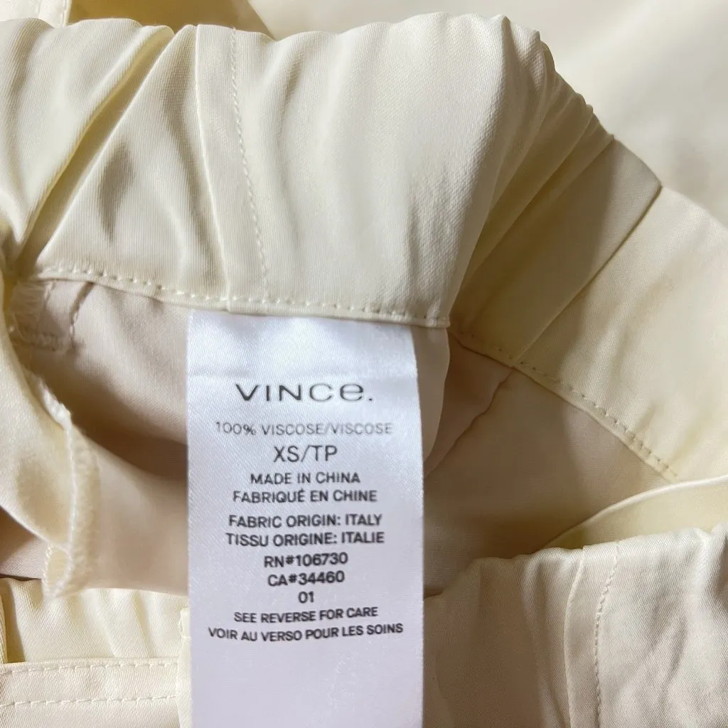 Vince 100% viscose Size XS Culotte Tie Waist Pants Ivory Wide Leg Crop Preppy - Image 8