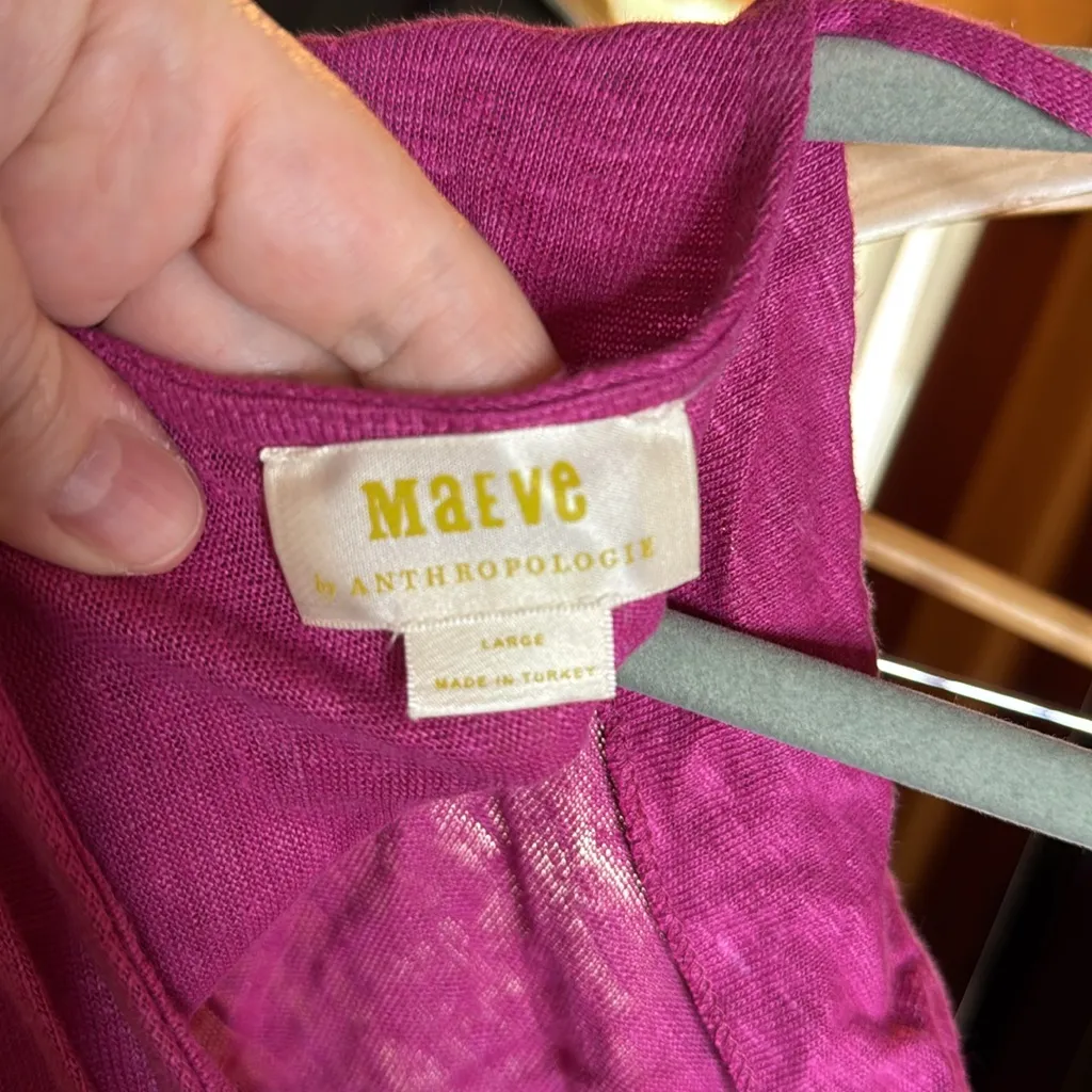 ANTHROPOLOGIE x MAEVE FUCHSIA HORIZON LINEN BACK TWIST DRAPE TEE SIZE LARGE - Image 11