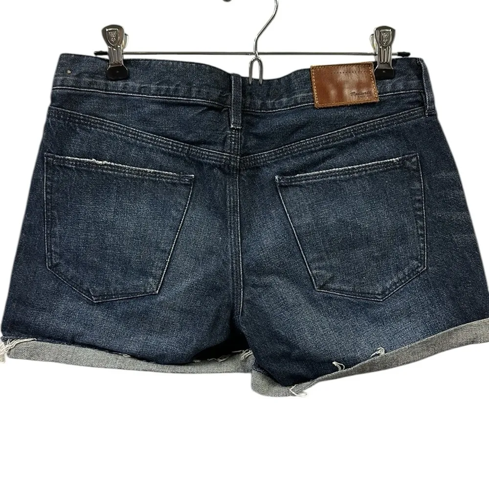 Madewell Denim Distressed Raw Cuffed Hem Mid Rise Blue Jean Shorts Womens 25 - Image 7