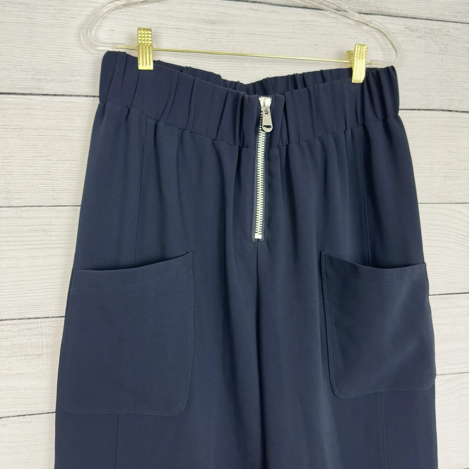 Cinq A Sept Austine Crop Pant Navy Blue High Waist Womens Sz 6 Zip Front Stretch - Image 4