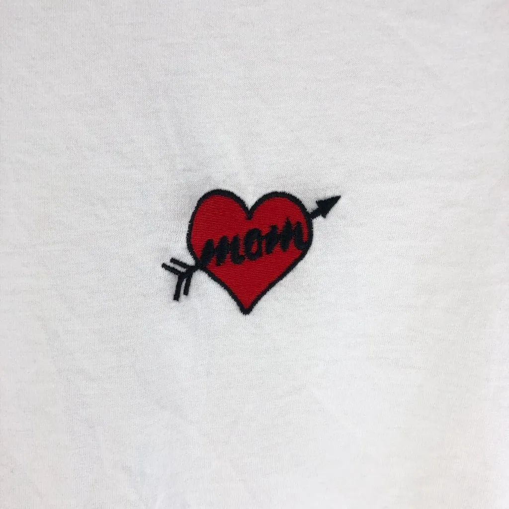 Halogen Womens T Shirt Top Mom Heart Arrow Crew Neck Short Sleeve White M - Image 2