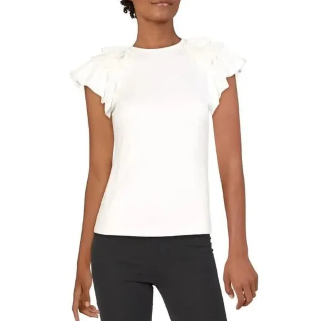 Alexis White Tiered Ruffle Sleeve Tshirt - Image 4