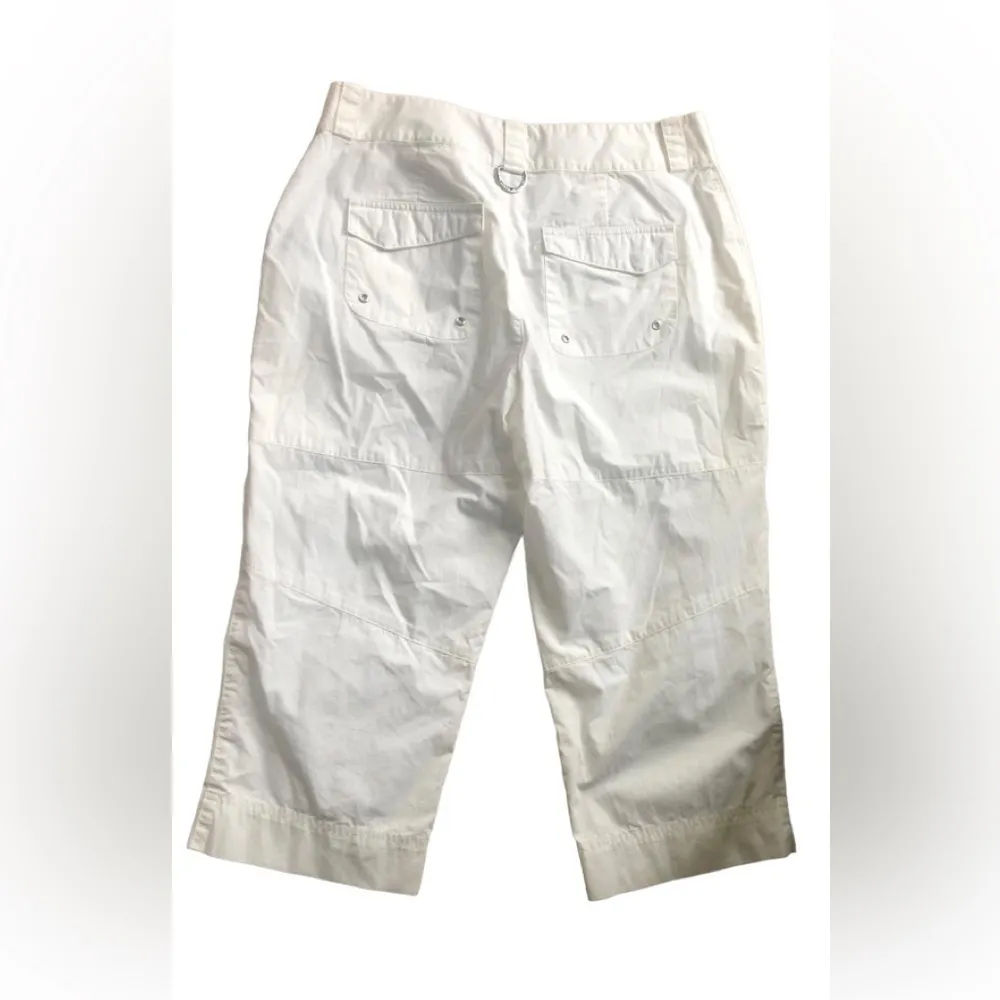 VTG  Active White Logo Cotton Blend Capri Crop Pant Pockets Sz. 6X18 - Image 4