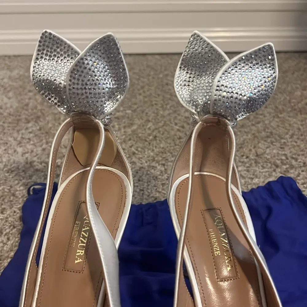 Aquazzura bow tie crystal pump 85 White Size 8 - Image 14