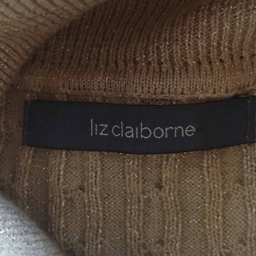 Liz Claiborne Cable knit Gold Shimmer Turtleneck Sweater - Image 5